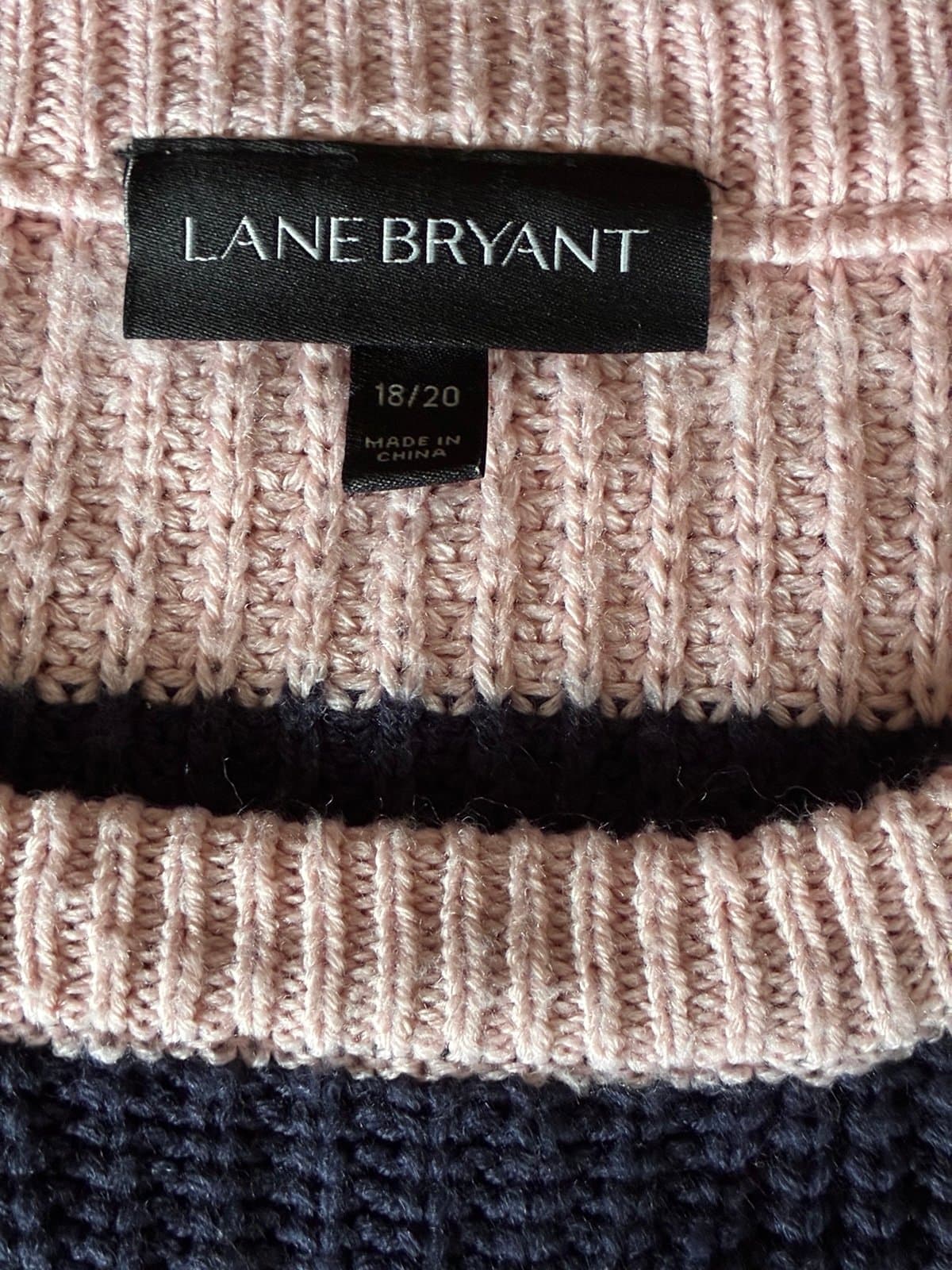 Lane Bryant Striped Chunky Knit Sweater Women’s 18/20 Pink Purple Navy Crewneck - Thumbnail 2