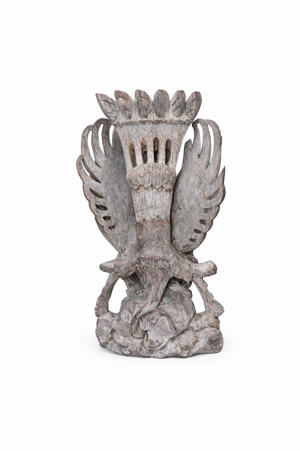 Antique Hand-Carved Vishnu & Garuda Wooden Sculpture — Collector Artifact - Thumbnail 2