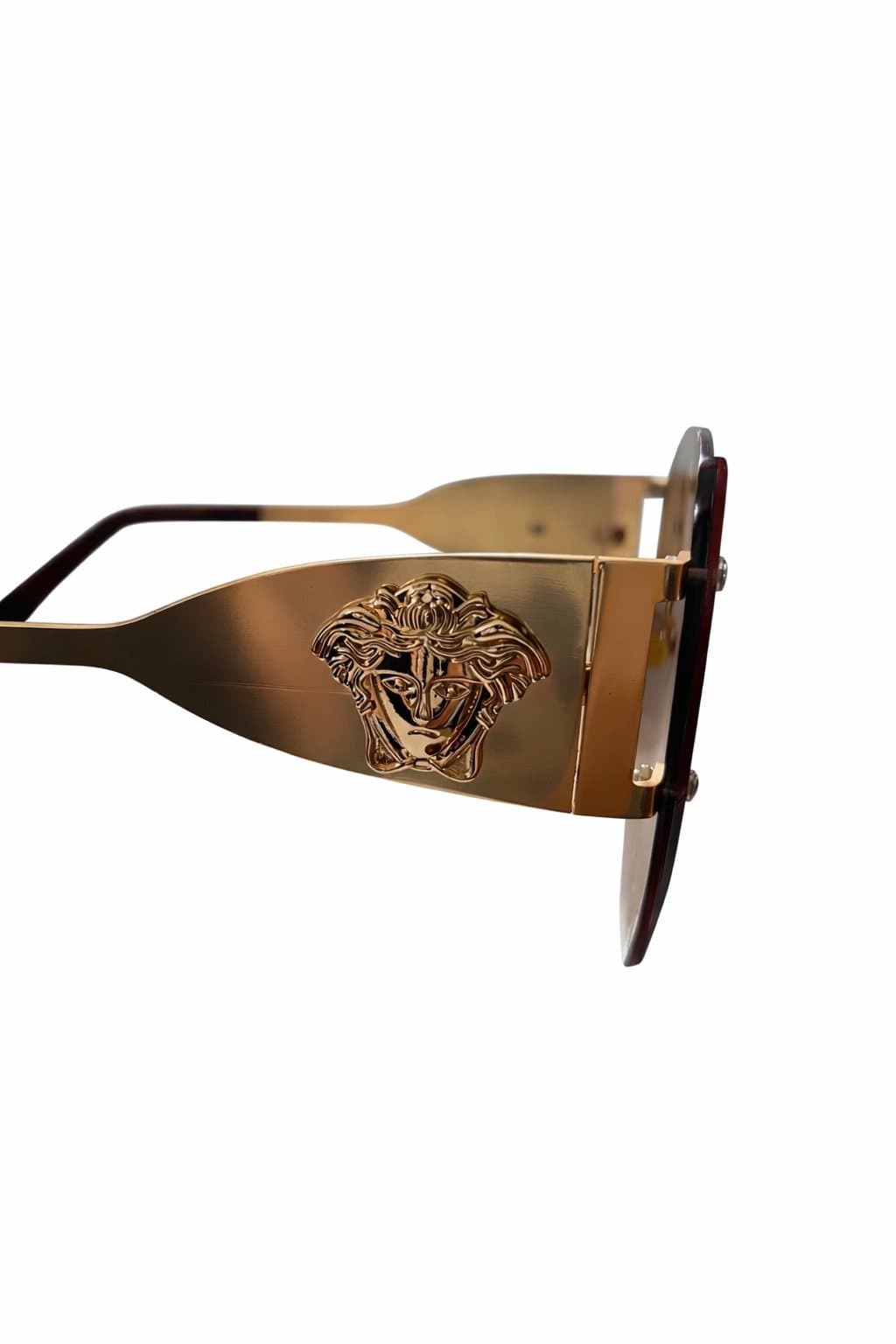 Versace VE2239 Rimless Oversized Sunglasses Gold Brown Gradient Y2K Italy - Thumbnail 3