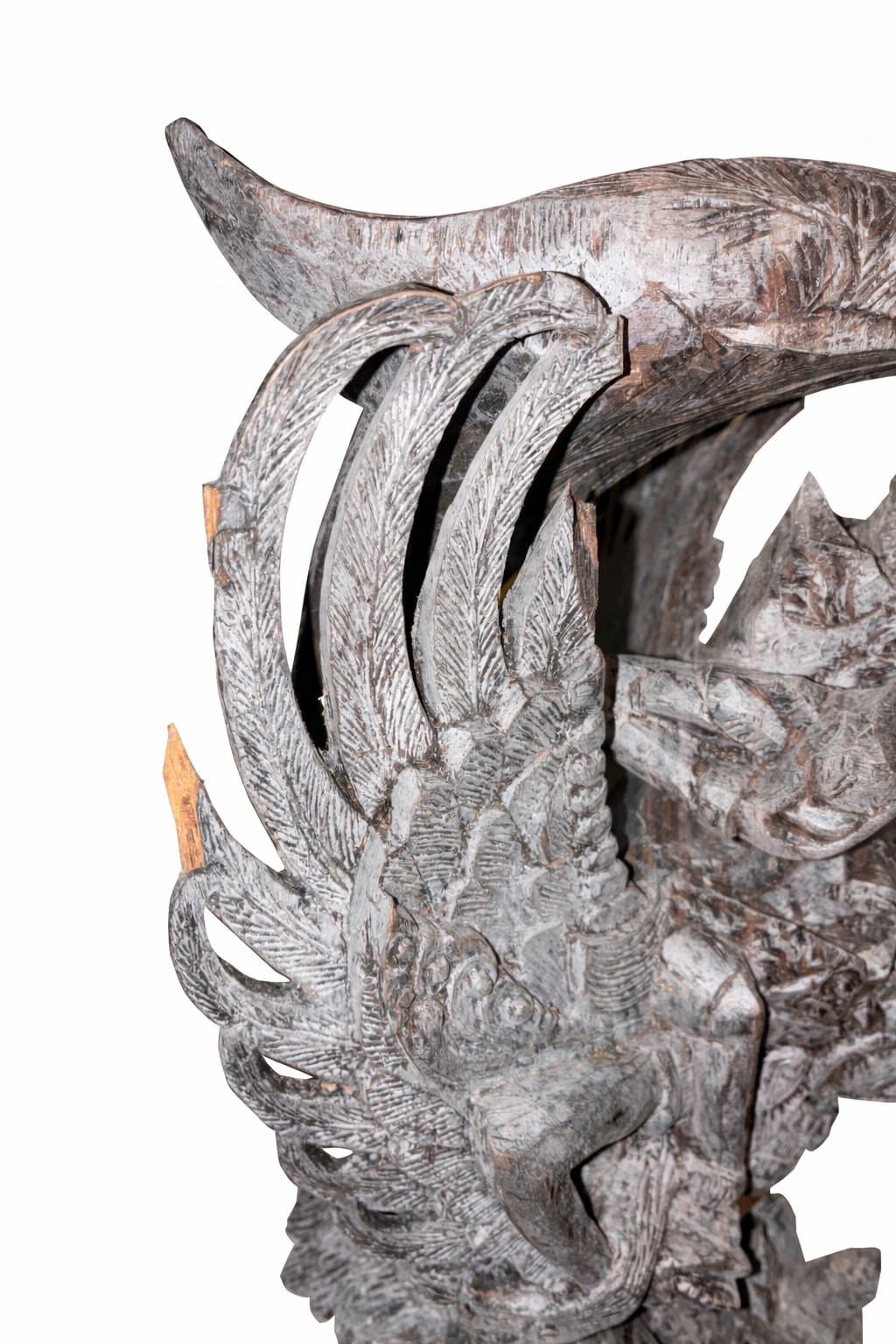 Antique Hand-Carved Vishnu & Garuda Wooden Sculpture — Collector Artifact - Thumbnail 3