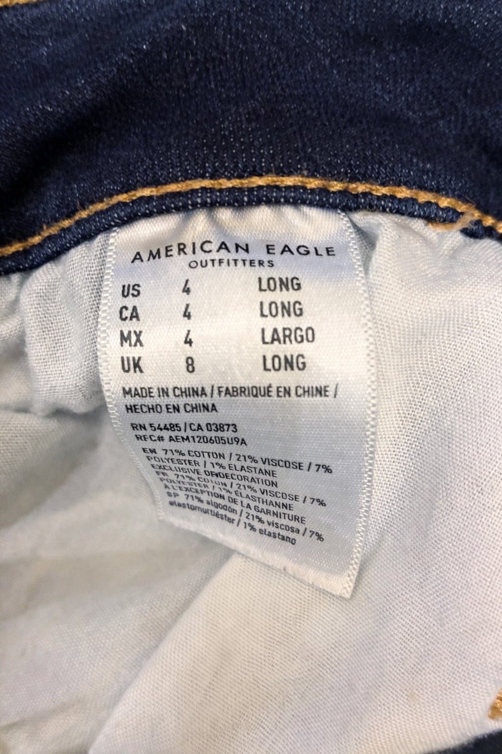 American Eagle Women’s Dark Wash Skinny Jeans Size 4 Long Stretch Denim - Thumbnail 3