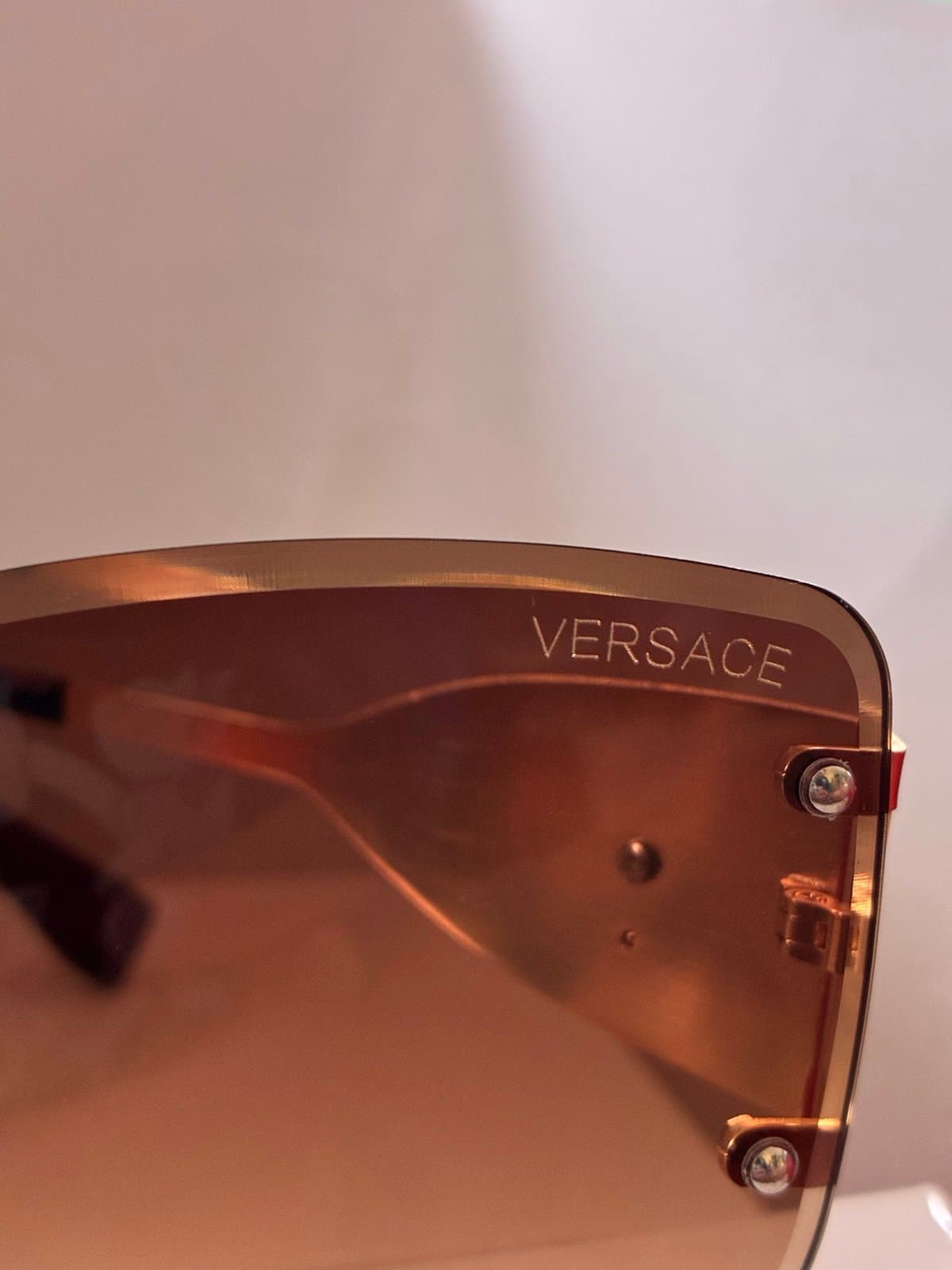 Versace VE2239 Rimless Oversized Sunglasses Gold Brown Gradient Y2K Italy - Thumbnail 6