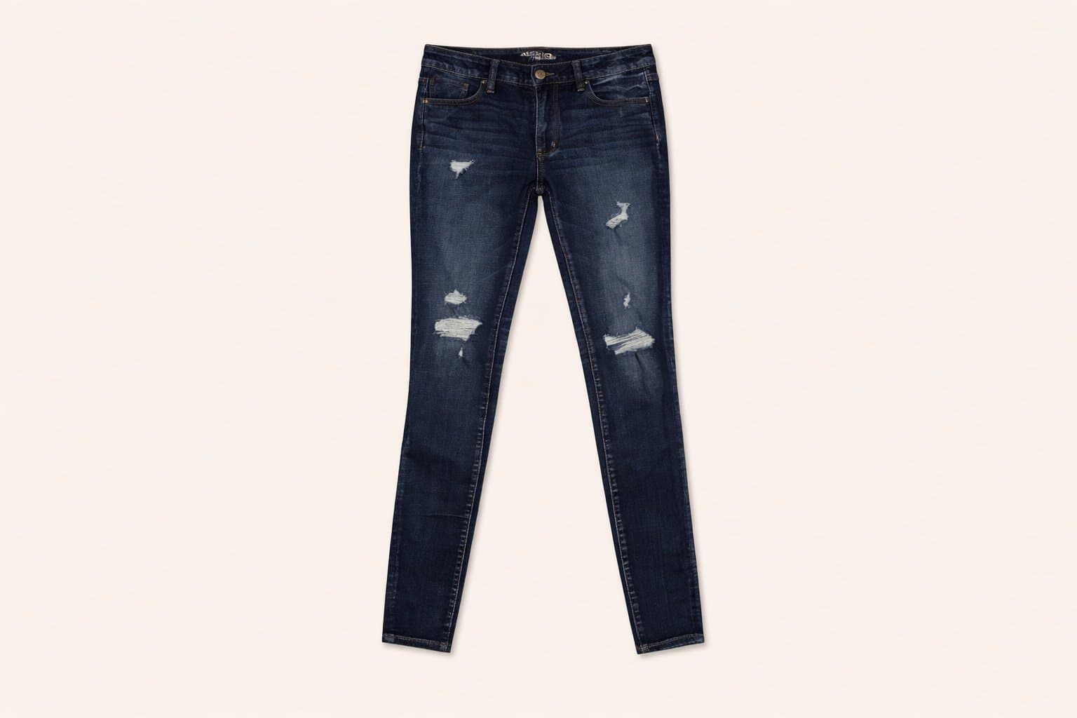 American Eagle Hi Rise Jegging Jeans Size 6 X-Long Dark Wash Distressed Stretch - Thumbnail 2