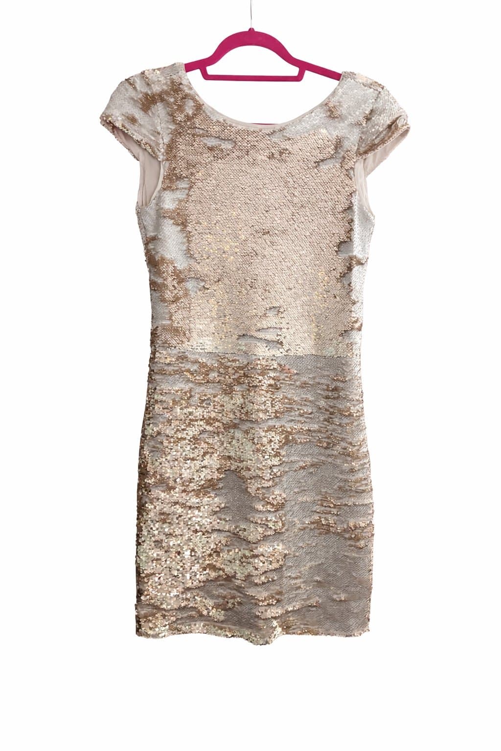 Vince Camuto Reversible Sequin Cocktail Dress | Champagne Rose Gold | Size 0P - Thumbnail 5