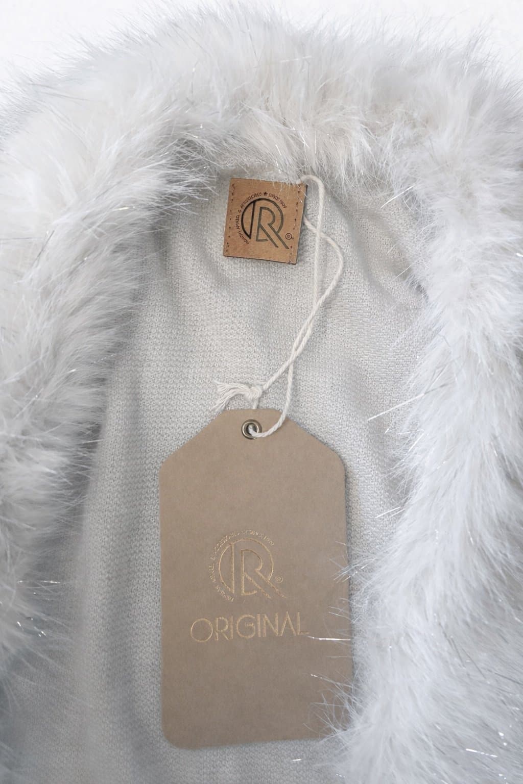 Original USA Faux Fur Trim Fringe Poncho Wrap Ivory Cream Boho Shawl NWT - Thumbnail 6