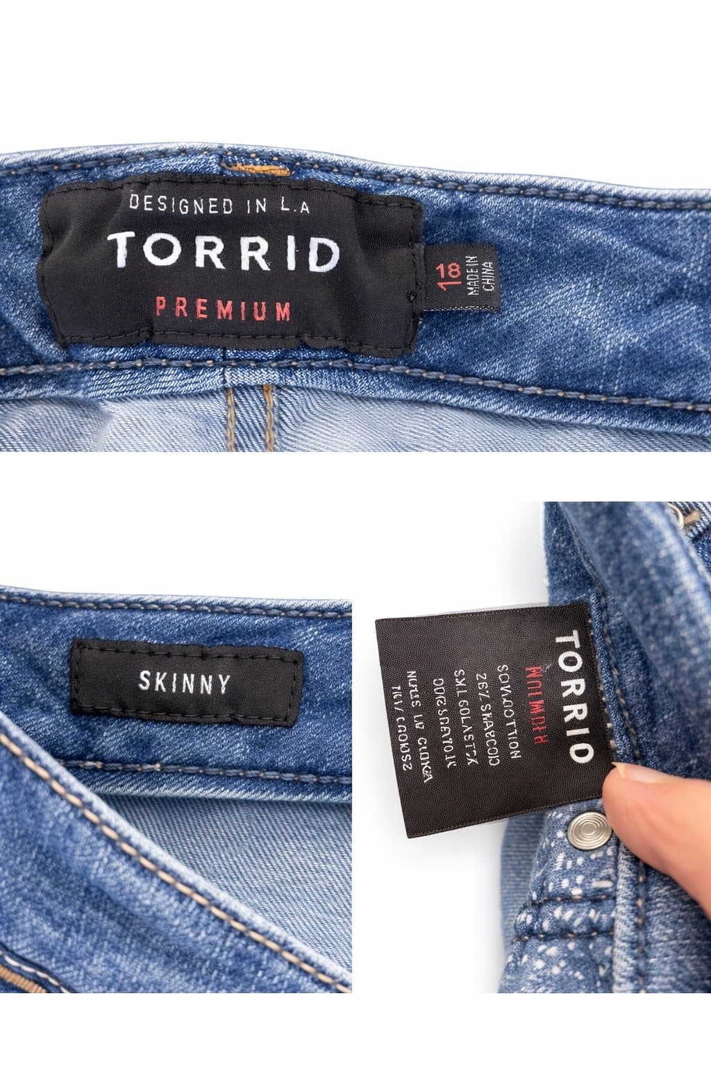 Torrid Premium Skinny Jeans Women’s Size 18 Medium Wash Frayed Hem Stretch Denim - Thumbnail 3