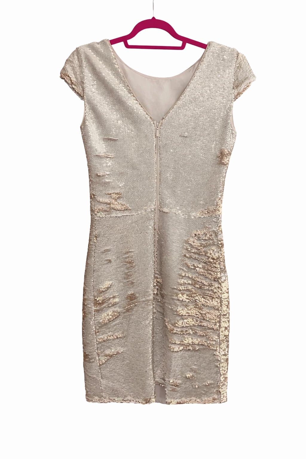 Vince Camuto Reversible Sequin Cocktail Dress | Champagne Rose Gold | Size 0P - Thumbnail 2