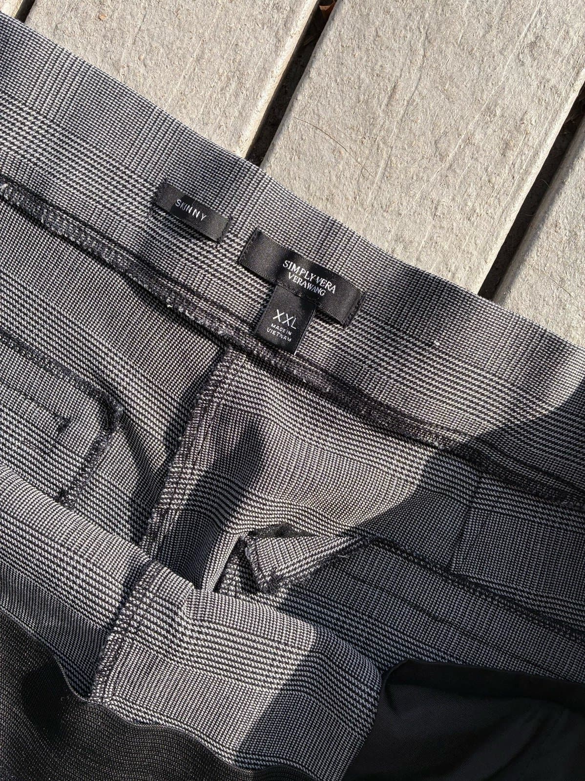 Simply Vera Vera Wang Gray Check Dress Pants Womens XXL Slim Ankle Career Work - Thumbnail 2