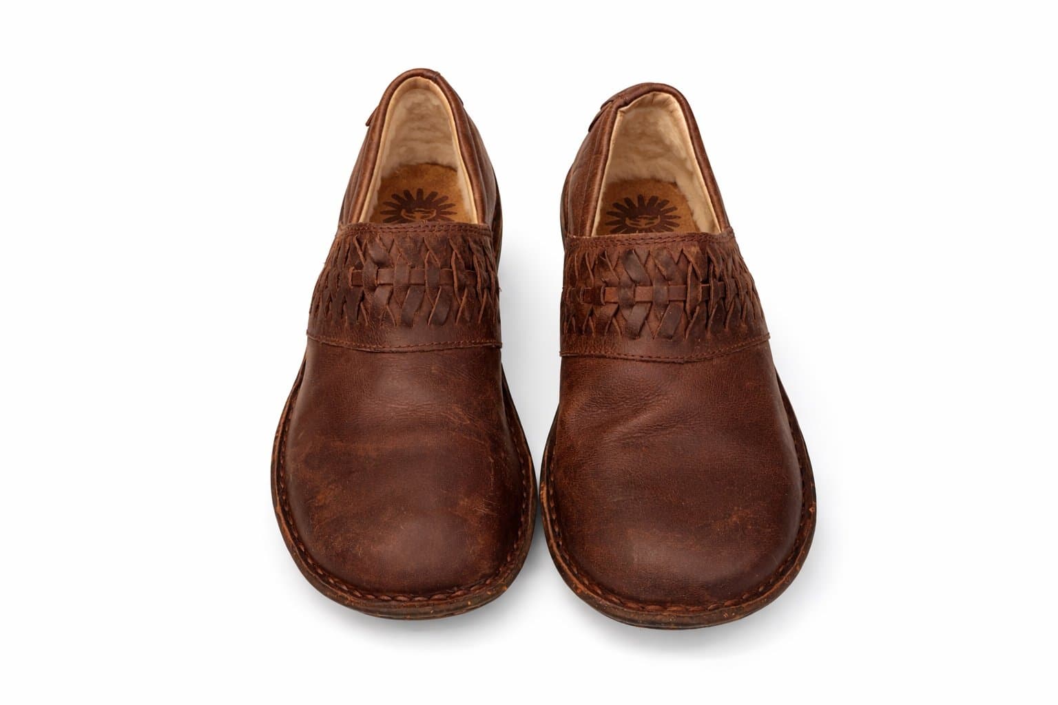 UGG Anila Leather Wool Lined Closed-Back Slip-On Clogs Brown Size US 10 - Thumbnail 2