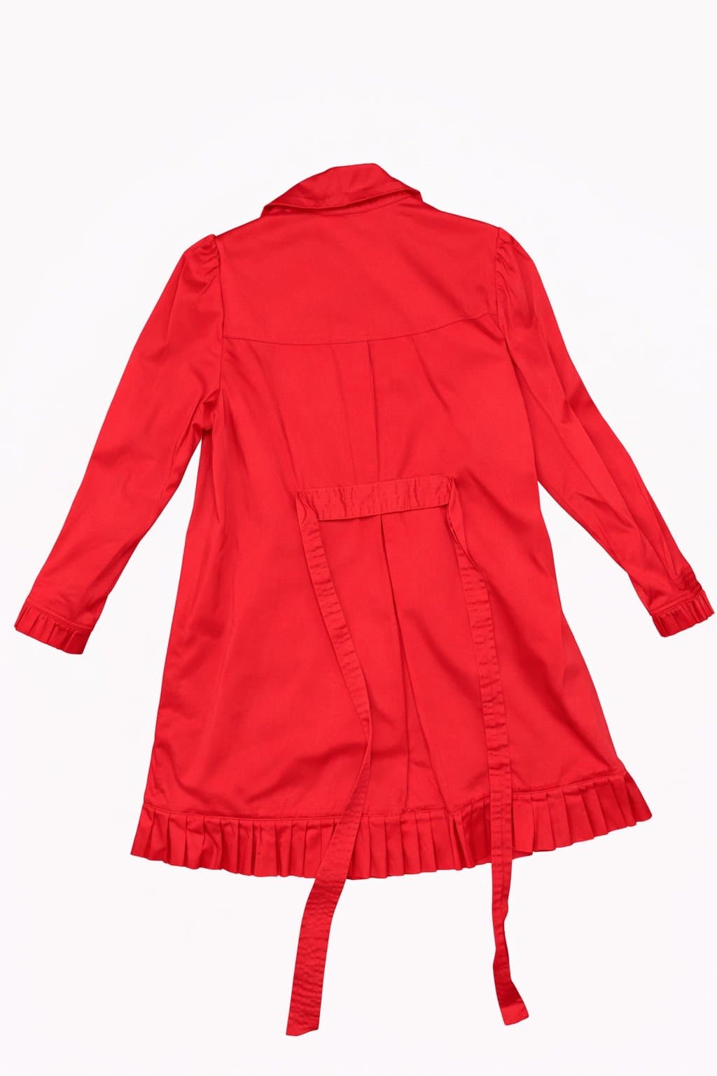 ELLE Trench Coat Jacket Women’s Small Belted Ruffle Hem Lightweight - Thumbnail 2