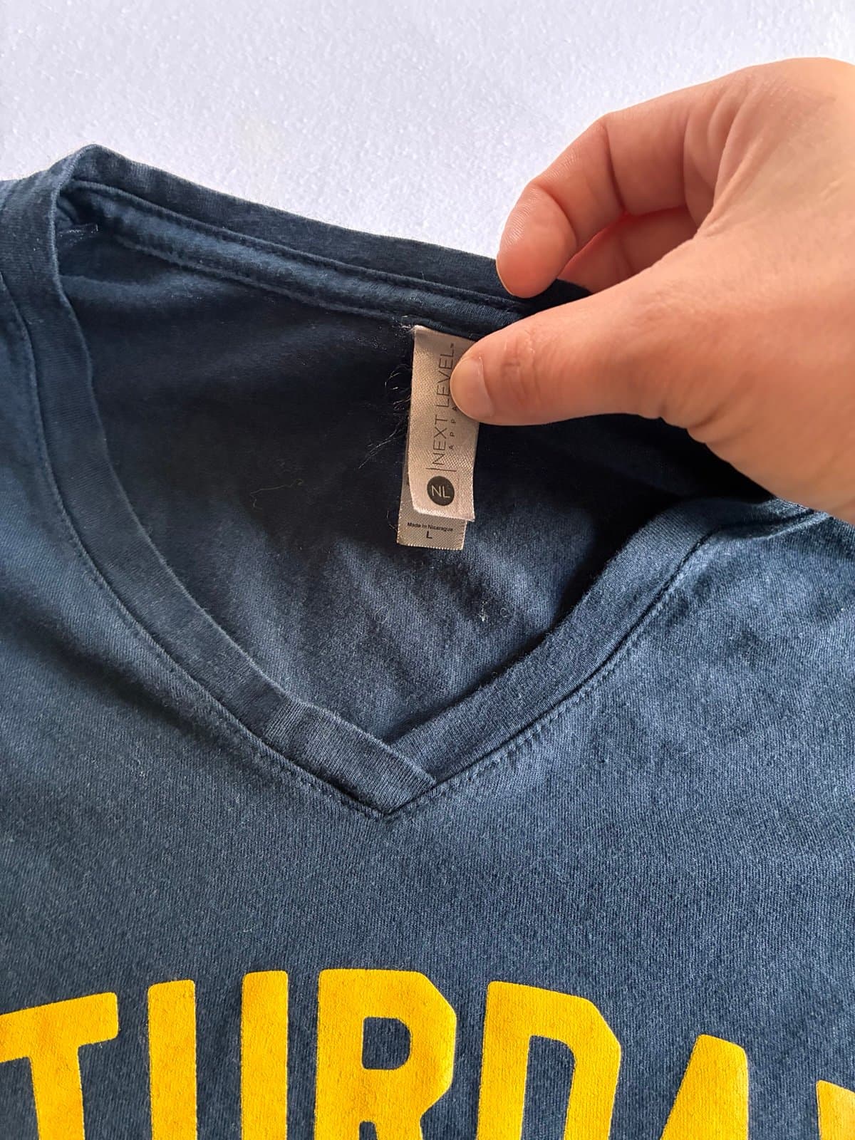Saturdays Are For The Blue Lot Tee – Women’s Large – Navy V-Neck Next Level Tee - Thumbnail 2