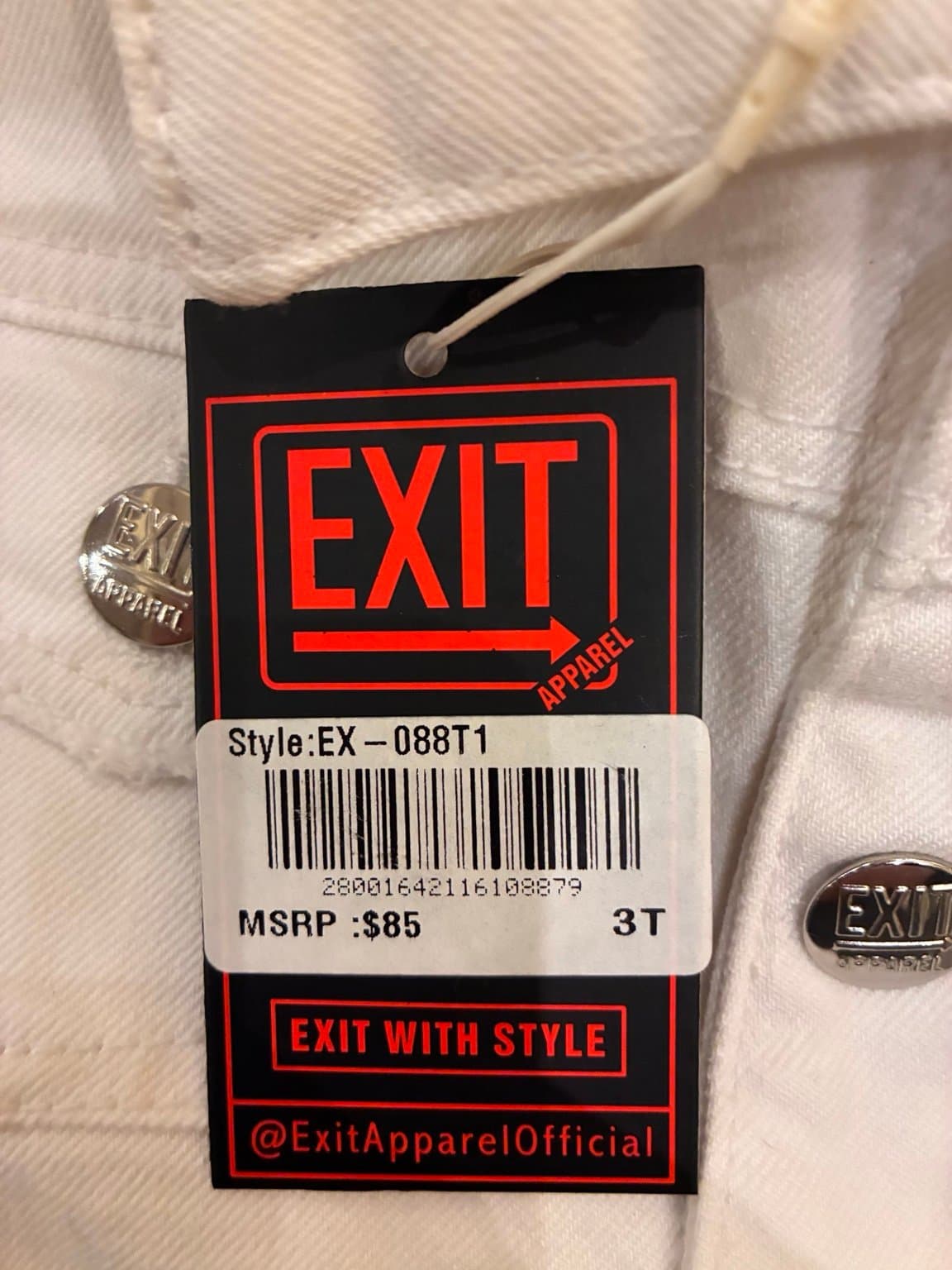 EXIT Apparel Toddler White Denim Jacket & Pants Set Size 3T NWT Designer Outfit - Thumbnail 2