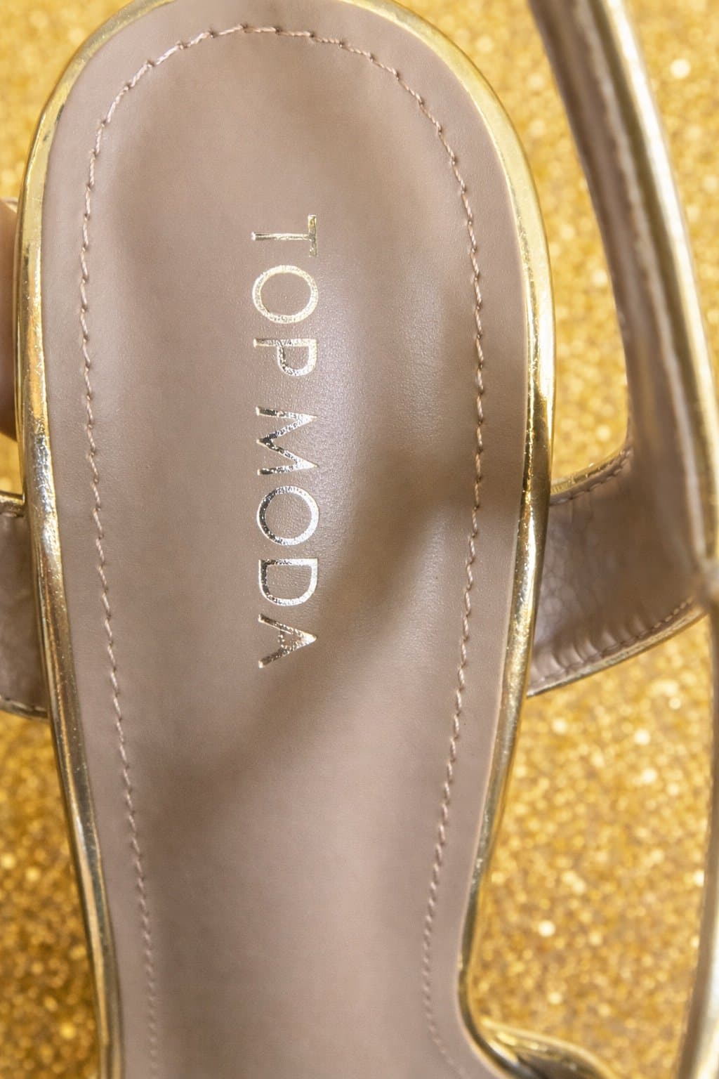 Top Moda Gold Platform Heels — Sequin Block Heel, Strappy Sandals size 8.5 - Thumbnail 4