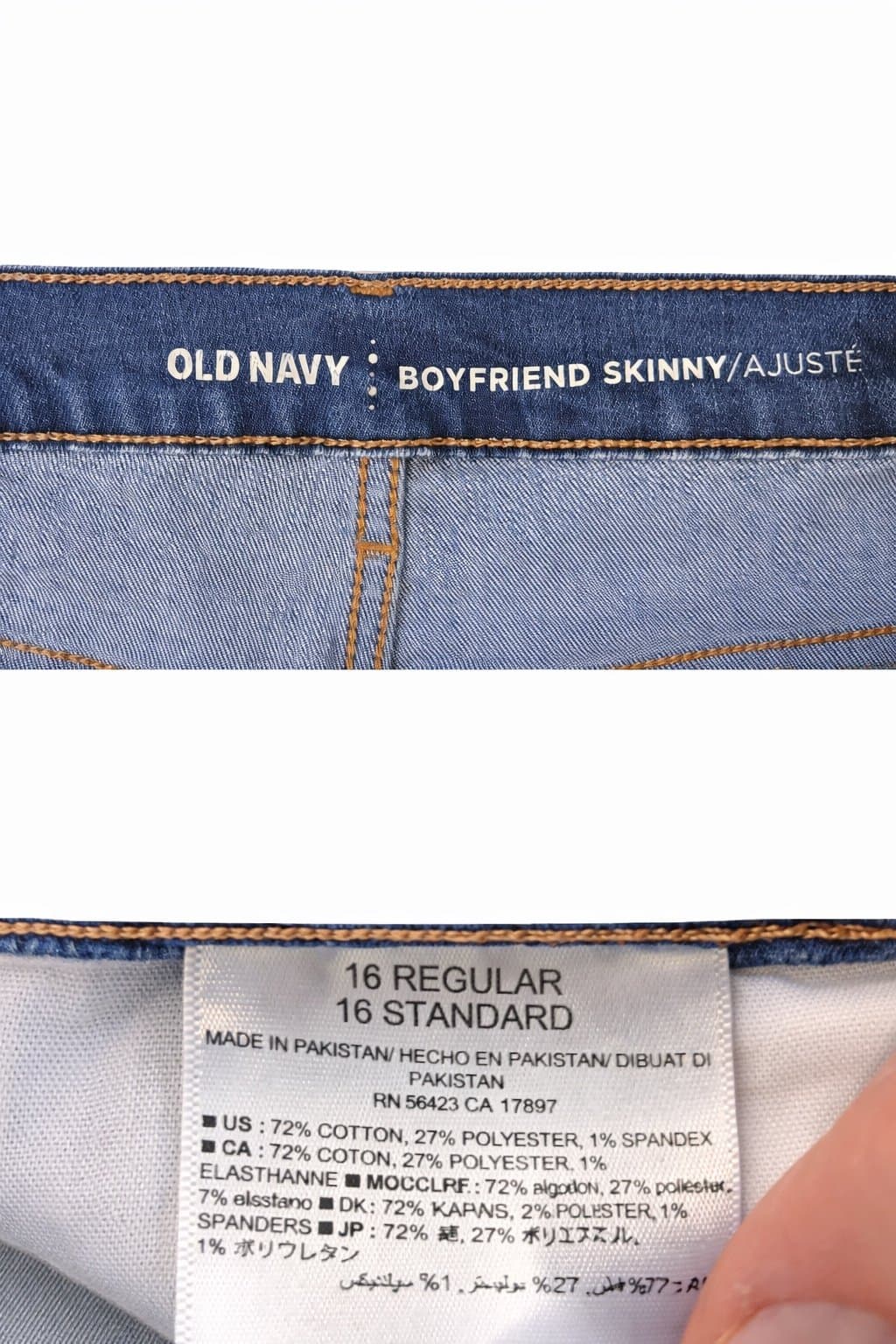 Old Navy Boyfriend Skinny Jeans Women’s Size 16 Regular Medium Wash Stretch - Thumbnail 3