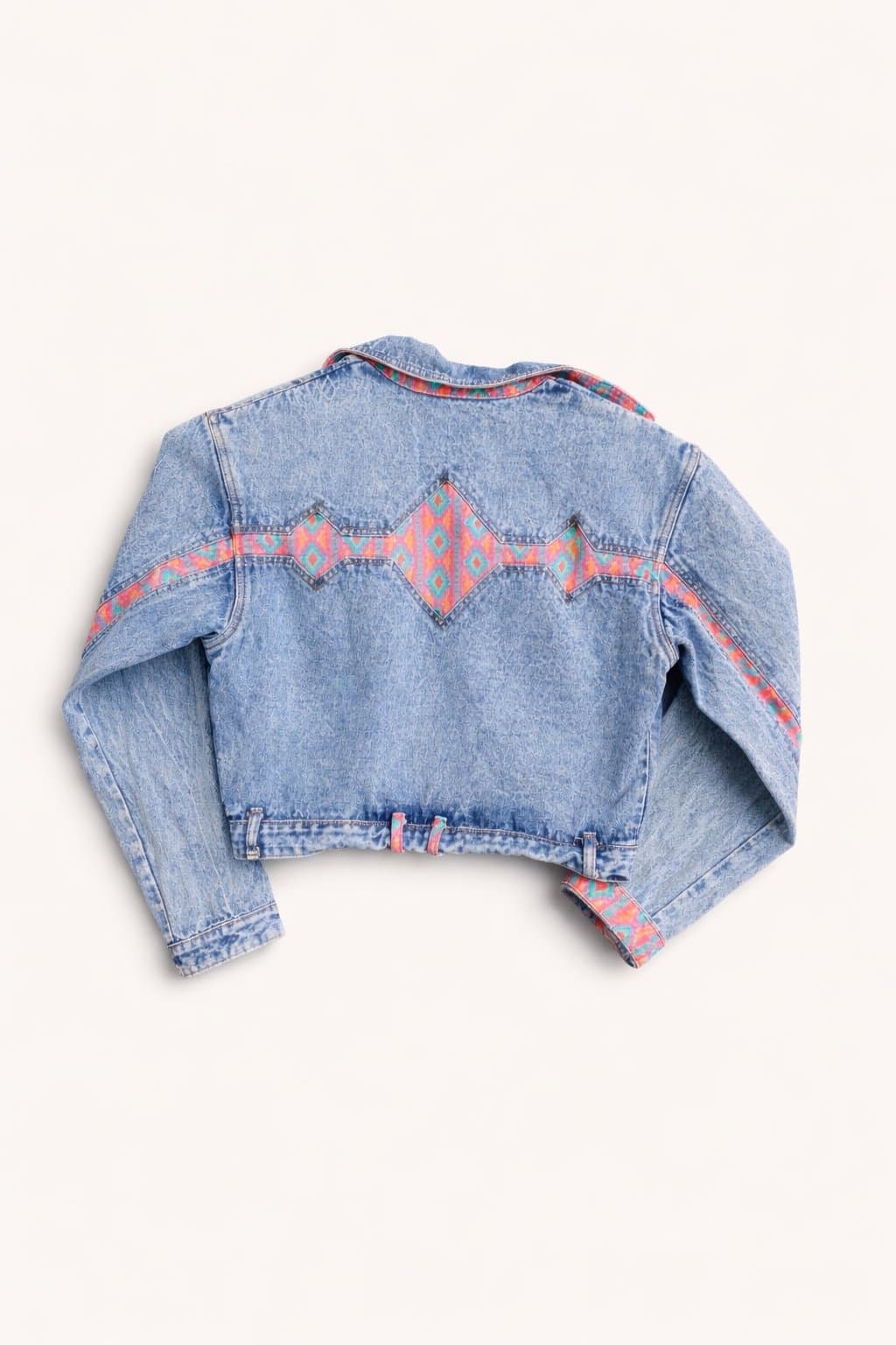 Vintage 90s Aztec Cropped Denim Jacket | Southwestern | Size L - Thumbnail 2