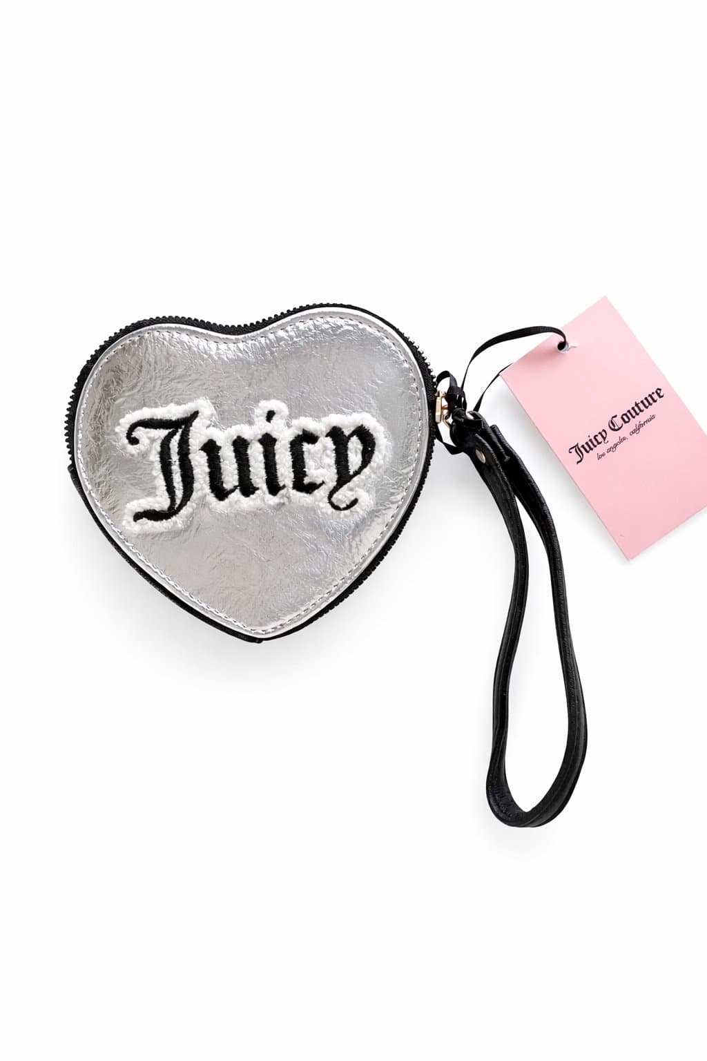 Juicy Couture Flip Flops w/ Heart Wristlet Set – Black & Silver, Size 8, NWT - Thumbnail 2