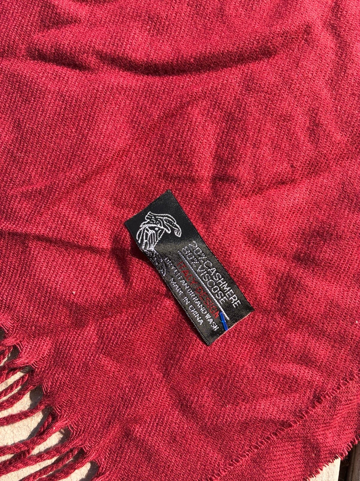 Get Dressed Red Fringe Scarf Soft Knit Classic Winter Fall Wrap - Thumbnail 2