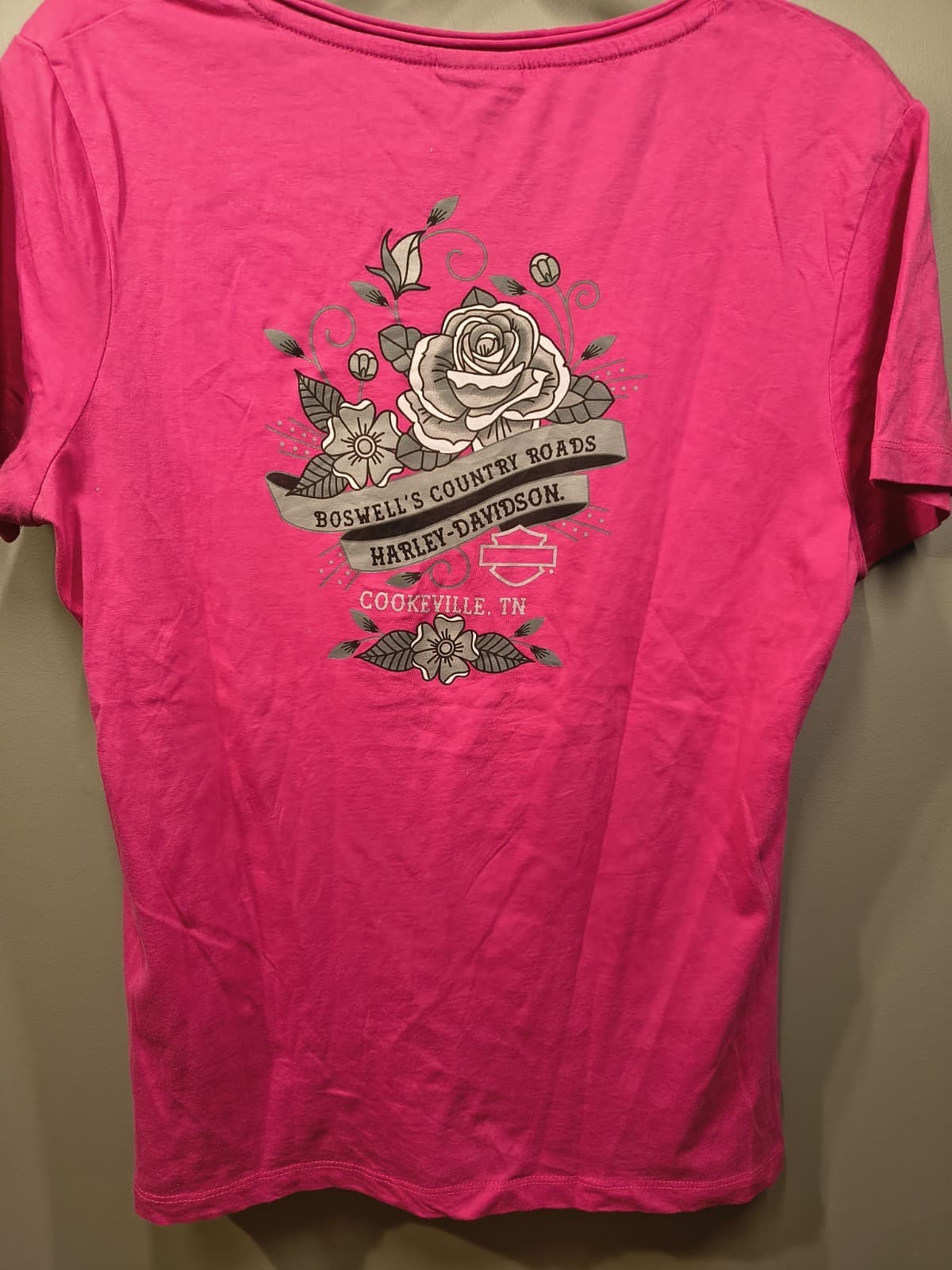 Harley-Davidson Women's Short Sleeve V-Neck Pink Size Large Cookeville TN - Thumbnail 4
