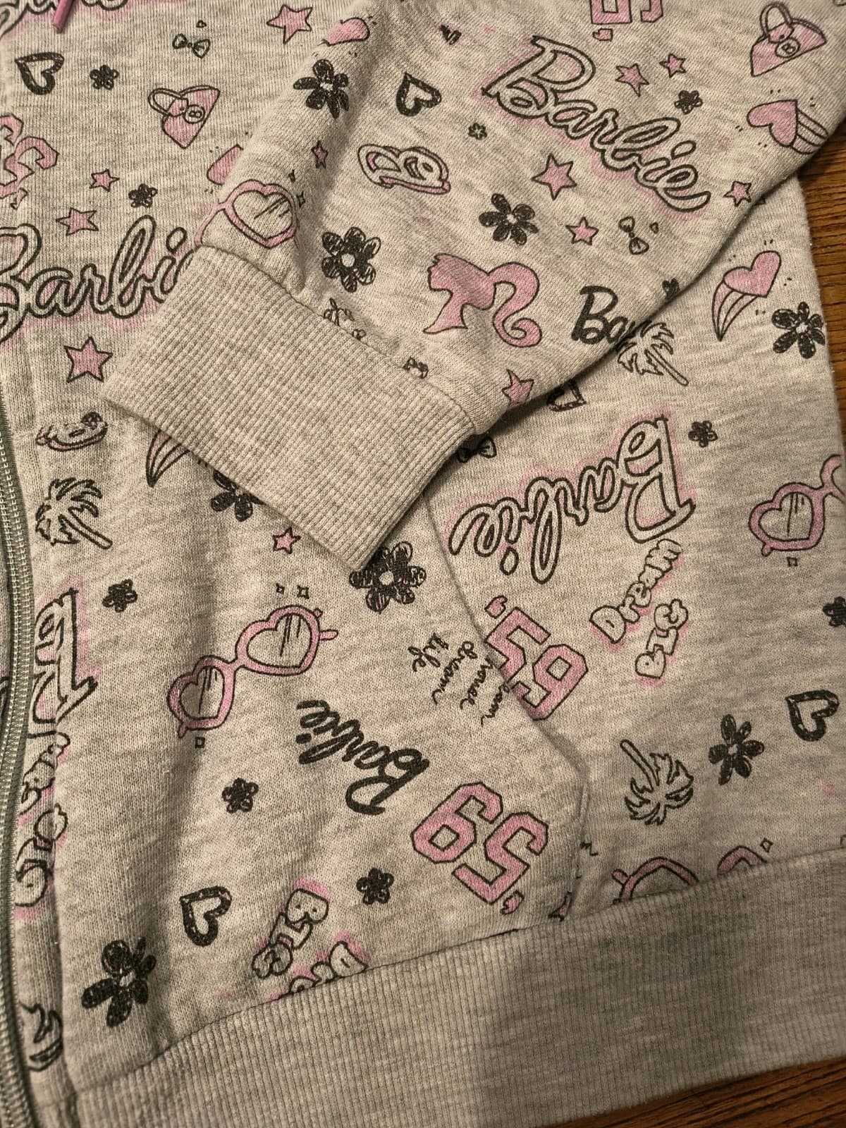 Barbie Jacket Hoodie Grey Pink Print Hoodie Zip Women Barbiecore Size Medium - Thumbnail 5