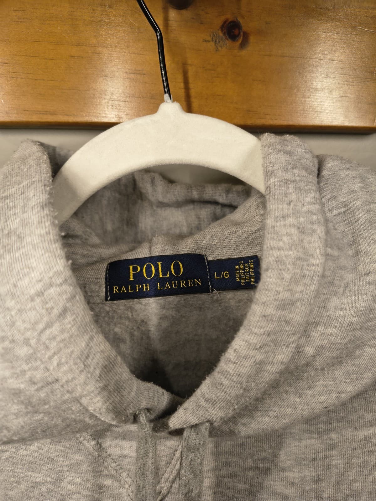 Polo Ralph Lauren Big Pony Hoodie Mens L Grey Orange Pullover Sweatshirt 3 Patch - Thumbnail 6