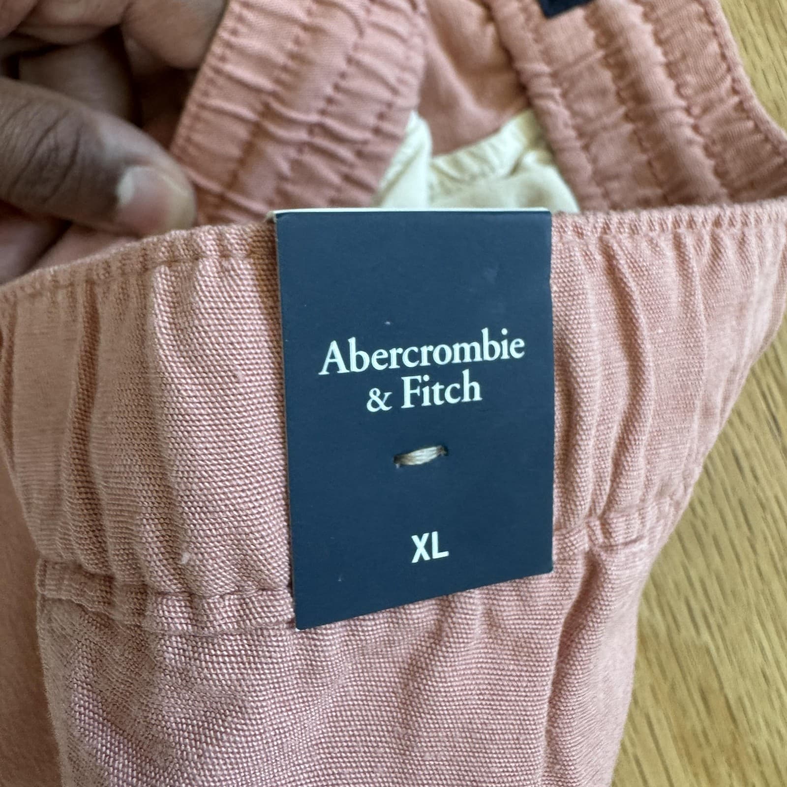 Abercrombie & Fitch Chino Shorts Pink Elastic Waist Casual 6 Inseam Mens XL - Thumbnail 5