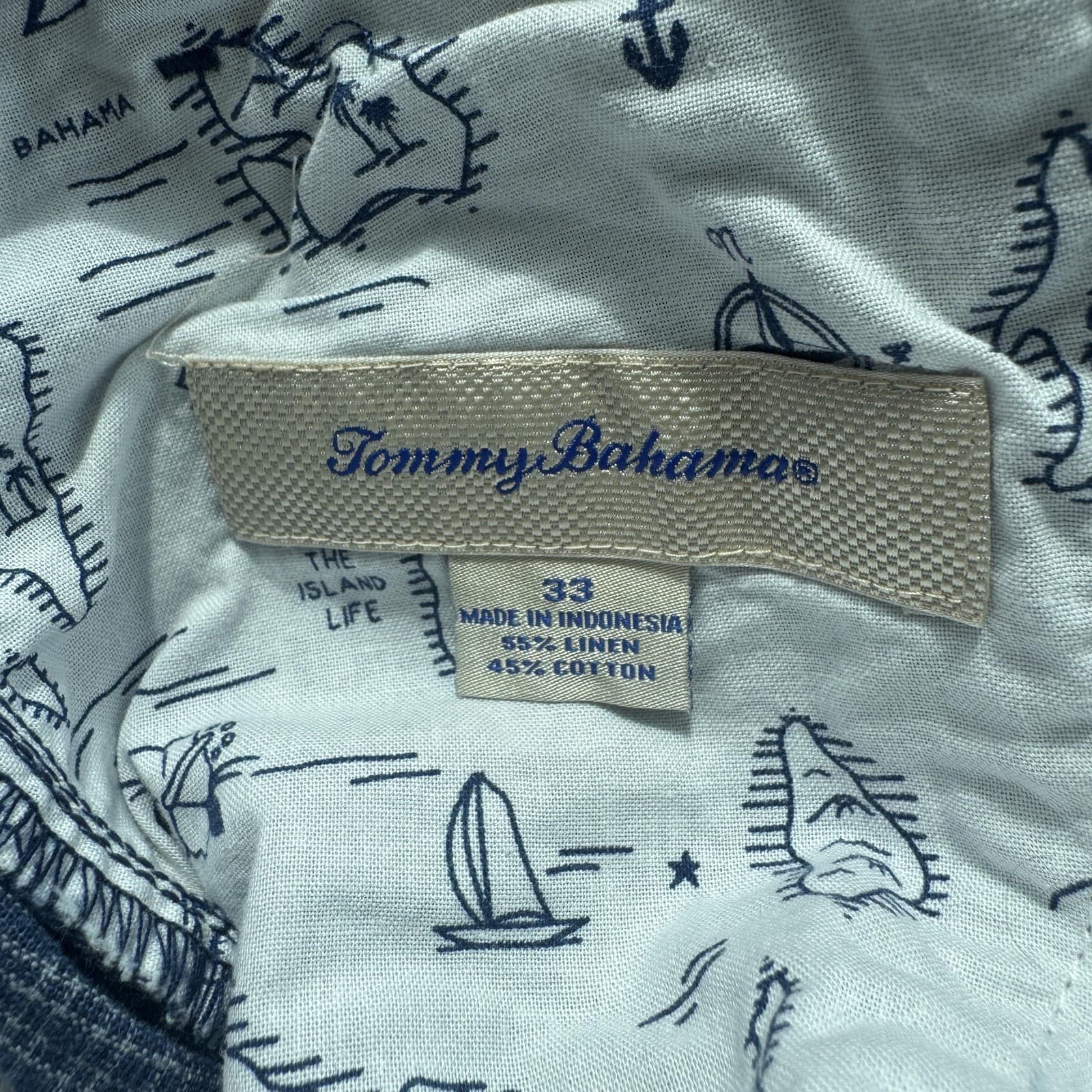 Tommy Bahama Men's 10" Linen Cotton Plaid Chino Shorts - Blue Beach Casual - Thumbnail 6