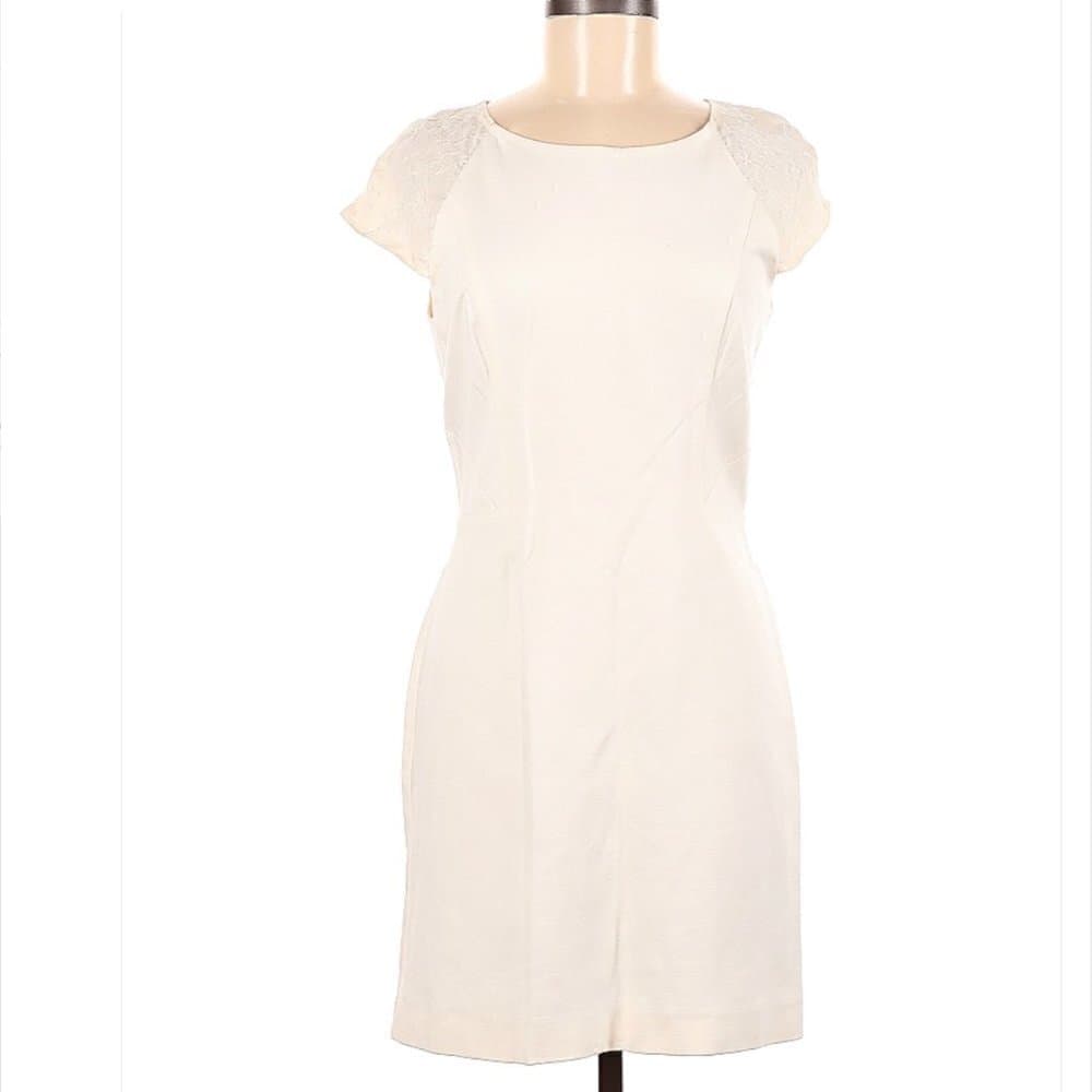 𝅺erin by Erin Fetherston Ivory Short Sleeve Dress Size 8 - Thumbnail 2