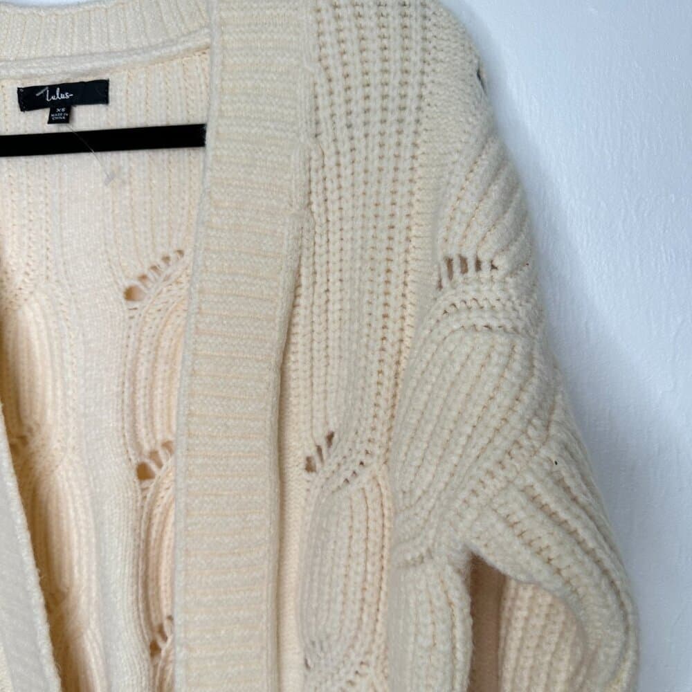 Lulu's Chalet Vibes Cream Chunky Cable Knit Oversized Sweater Size XS - Thumbnail 4