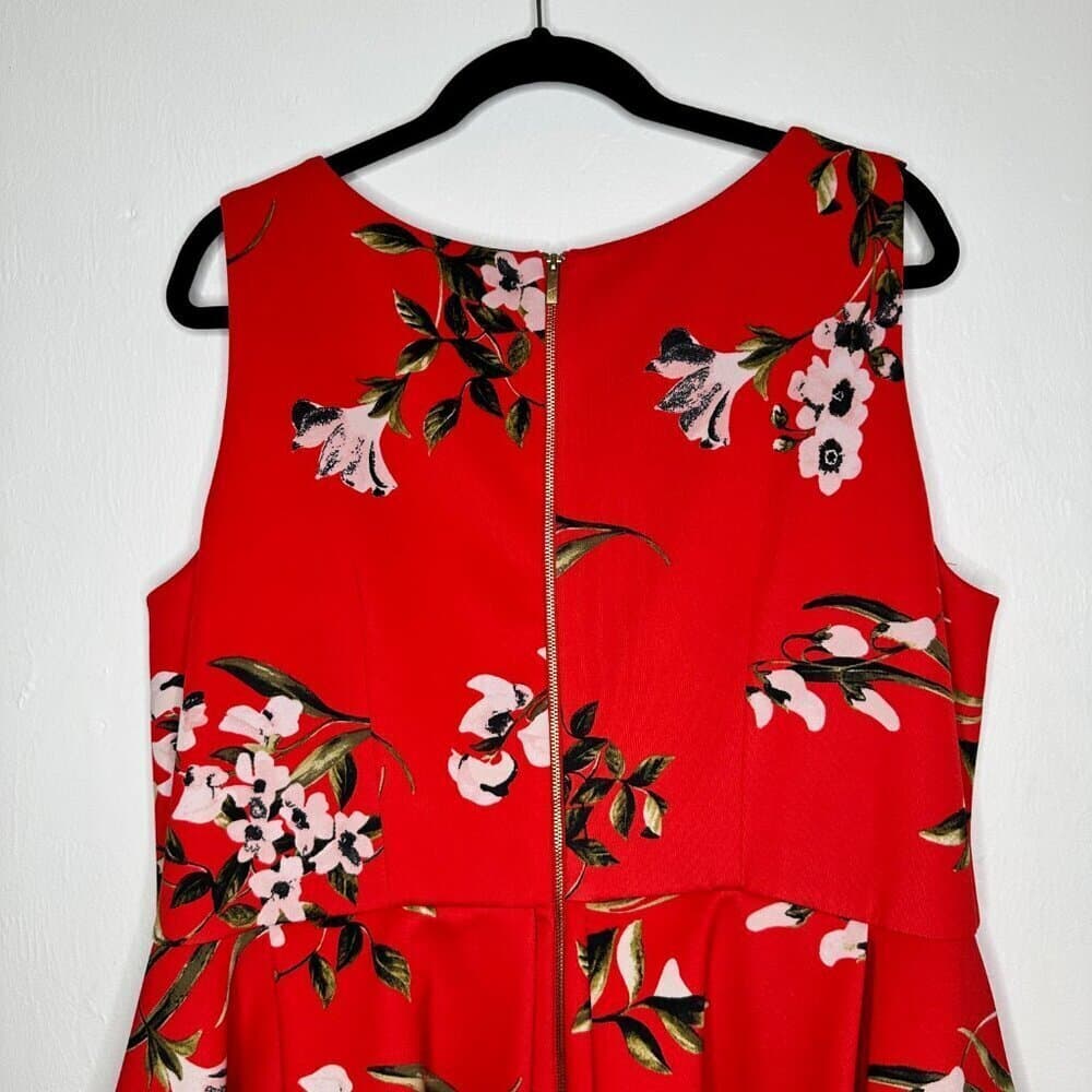 Taylor Scuba Red Cherry Fit And Flare Sleeveless Dress Size 18W - Thumbnail 6