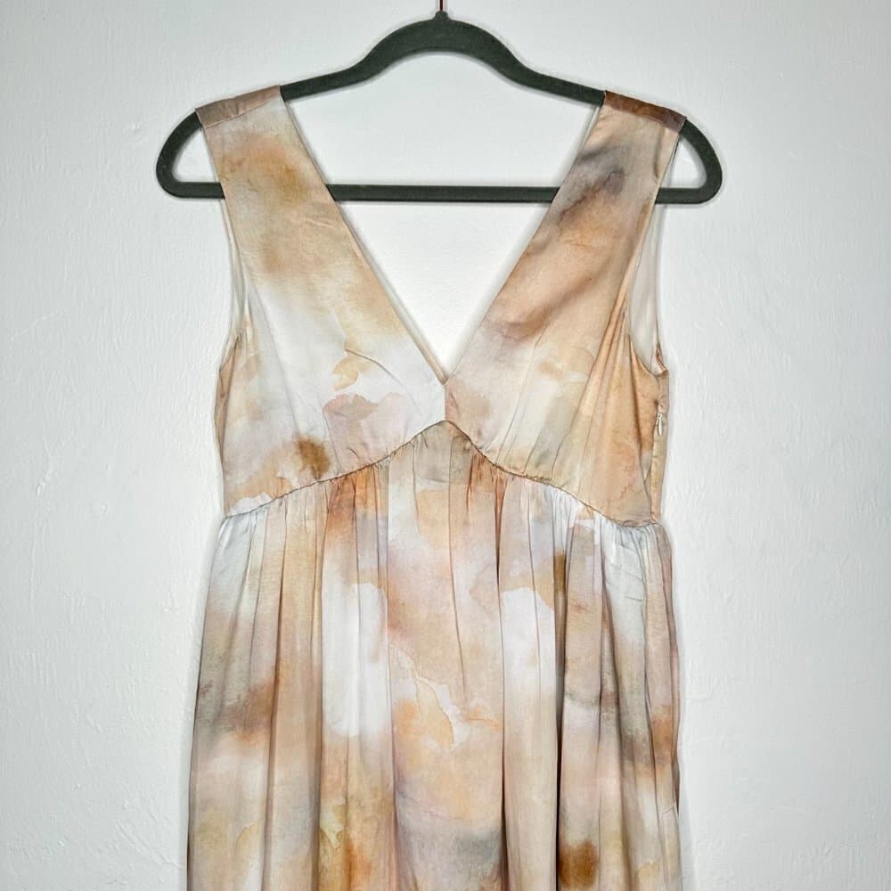 H&M Long Maxi V-neck Dress Nutural Colors Size XS NWT - Thumbnail 3