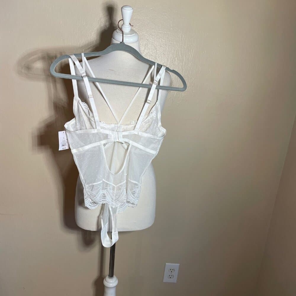 Auden White Underwire Thong Sheer Bodysuit NWT - Thumbnail 3
