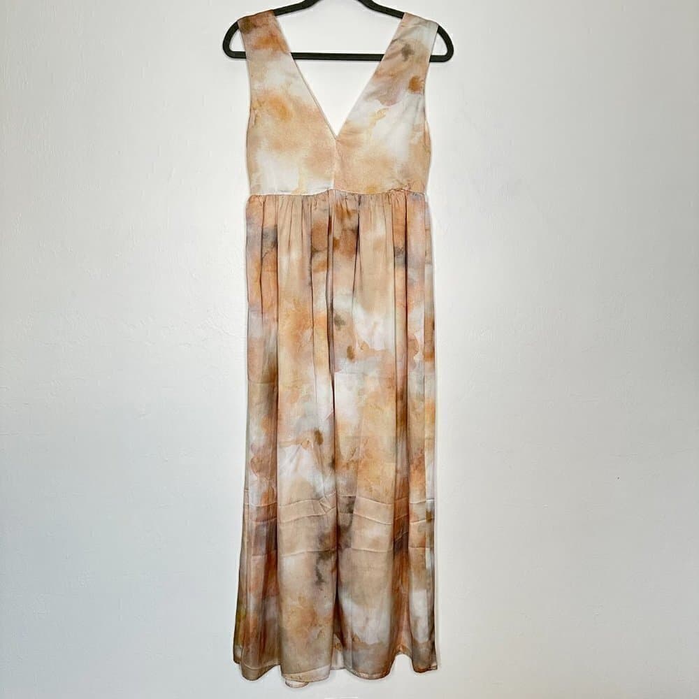 H&M Long Maxi V-neck Dress Nutural Colors Size XS NWT - Thumbnail 5