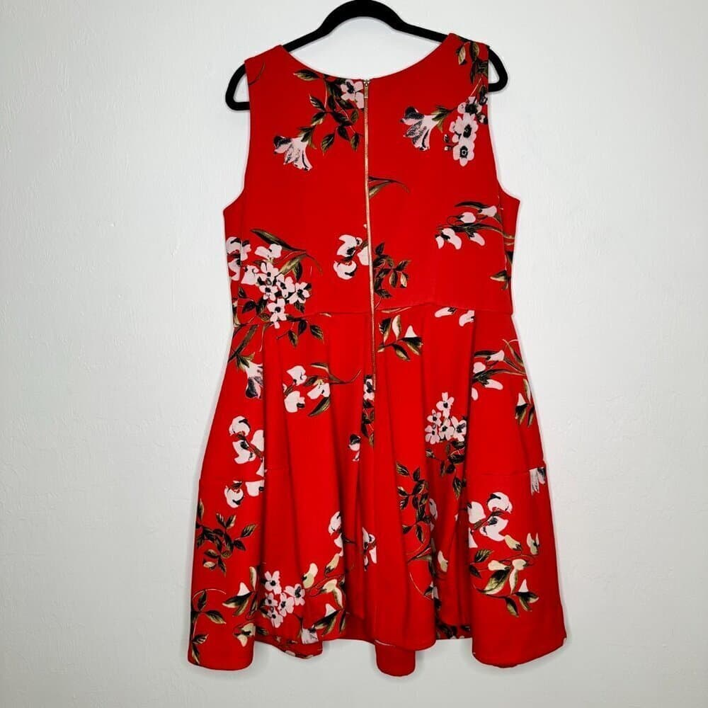 Taylor Scuba Red Cherry Fit And Flare Sleeveless Dress Size 18W - Thumbnail 5