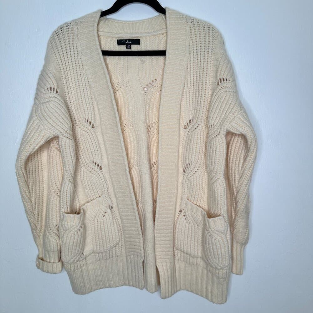 Lulu's Chalet Vibes Cream Chunky Cable Knit Oversized Sweater Size XS - Thumbnail 2