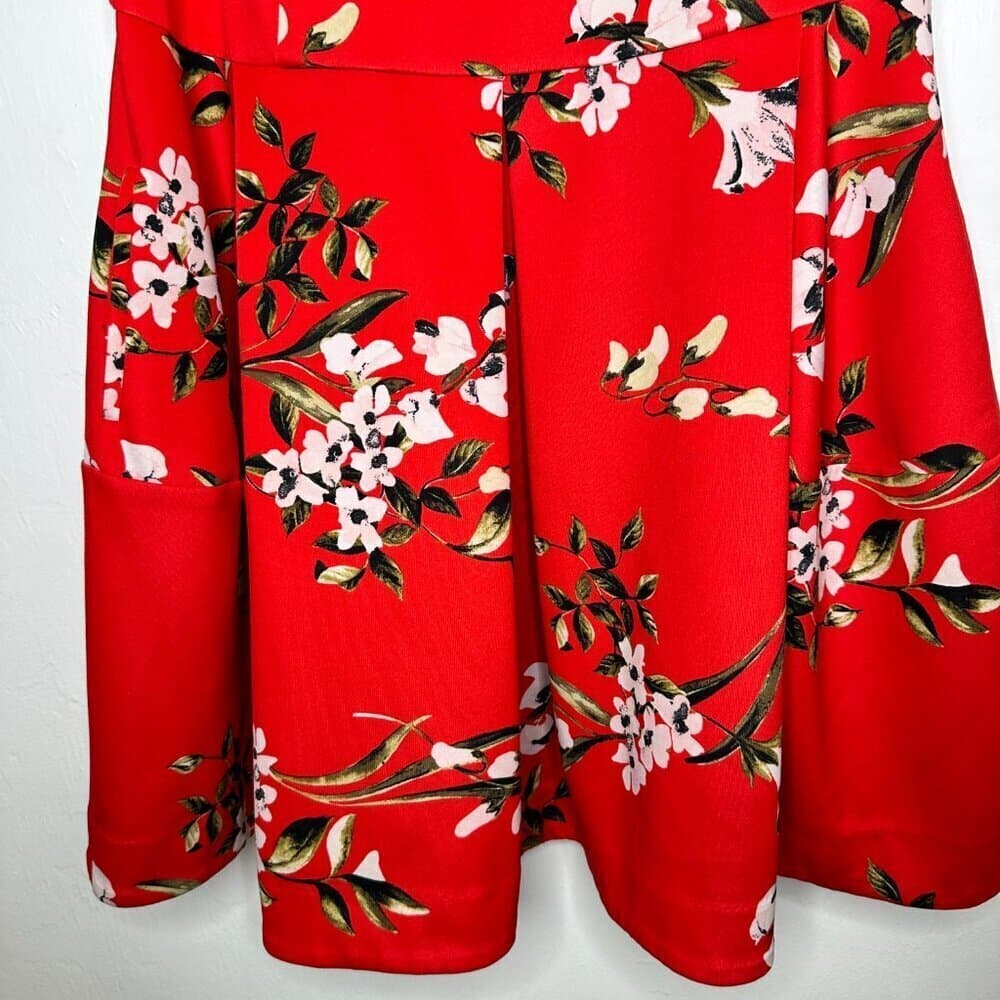 Taylor Scuba Red Cherry Fit And Flare Sleeveless Dress Size 18W - Thumbnail 3