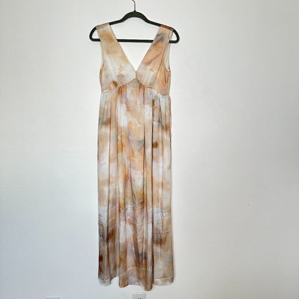 H&M Long Maxi V-neck Dress Nutural Colors Size XS NWT - Thumbnail 2