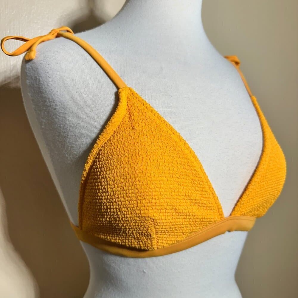Old Navy Yellow Gold Ribbed Shoulder Tie Triangle Bikini Top NWOT - Thumbnail 3