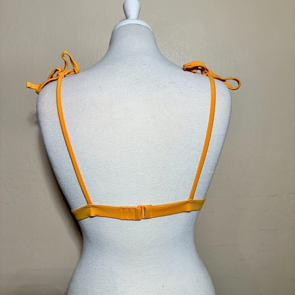 Old Navy Yellow Gold Ribbed Shoulder Tie Triangle Bikini Top NWOT - Thumbnail 4