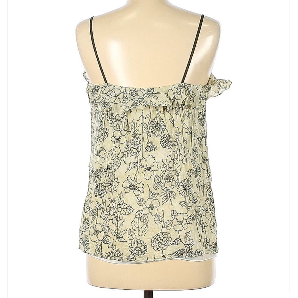 MILLY Cream & Gray Floral Sleeveless Silk Top Size 6 - Thumbnail 2