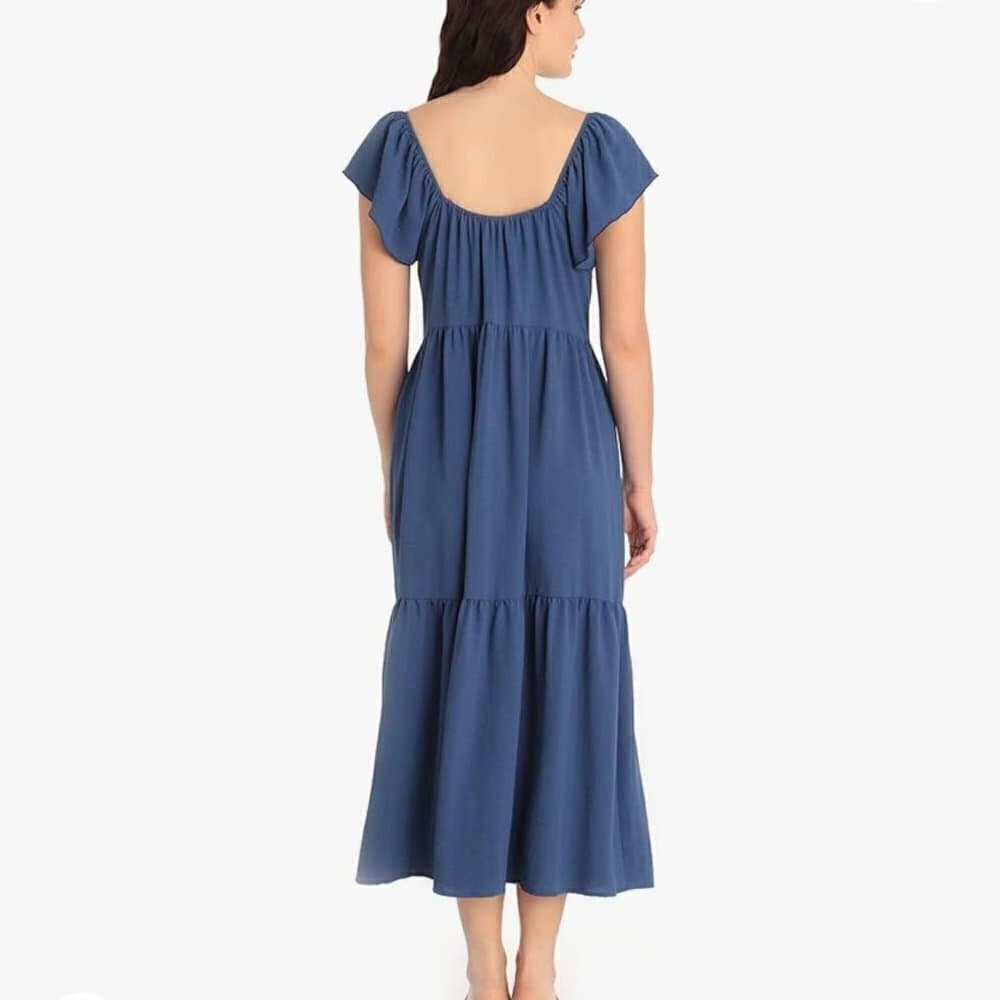 Maggy London Women's Ruffle Sleeve Scoop Neck Tiered Easy Shirtdress Midi 22W - Thumbnail 2