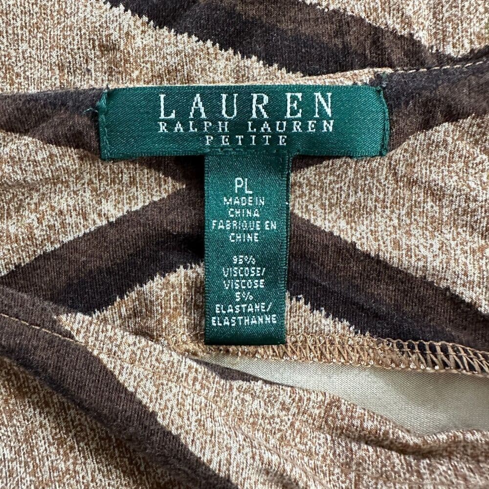 Lauren Ralph Lauren Blouse Women's Size PL Brown Geometric 3/4 Sleeve - Thumbnail 4