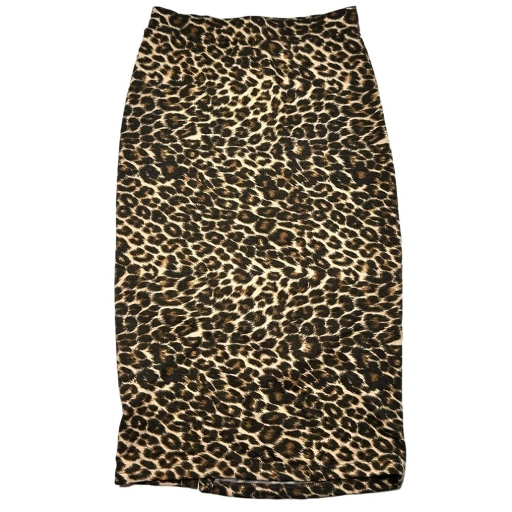 Pleione Leopard Printed Midi Side Slit Pull On Skirt Size XS NWT - Thumbnail 3