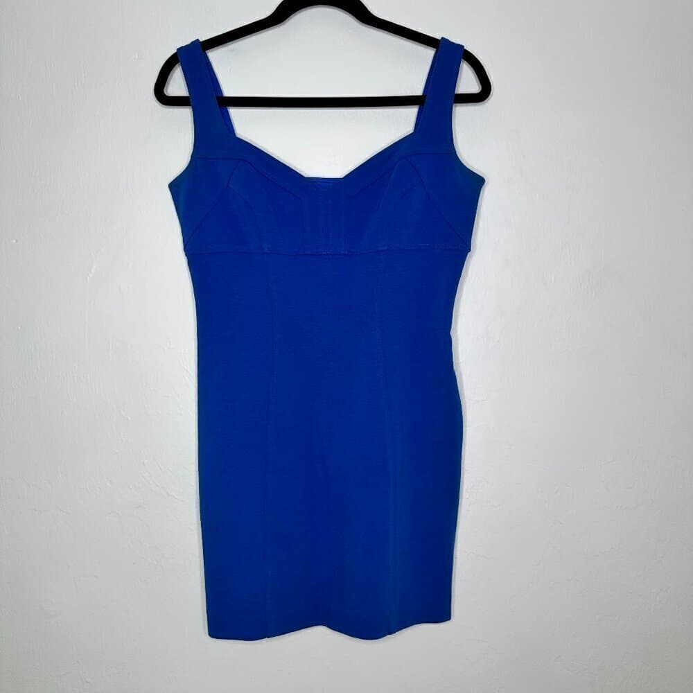 Diane von Furstenberg Women's Blue Sleeveless Mini Dress Size 12 - Thumbnail 2
