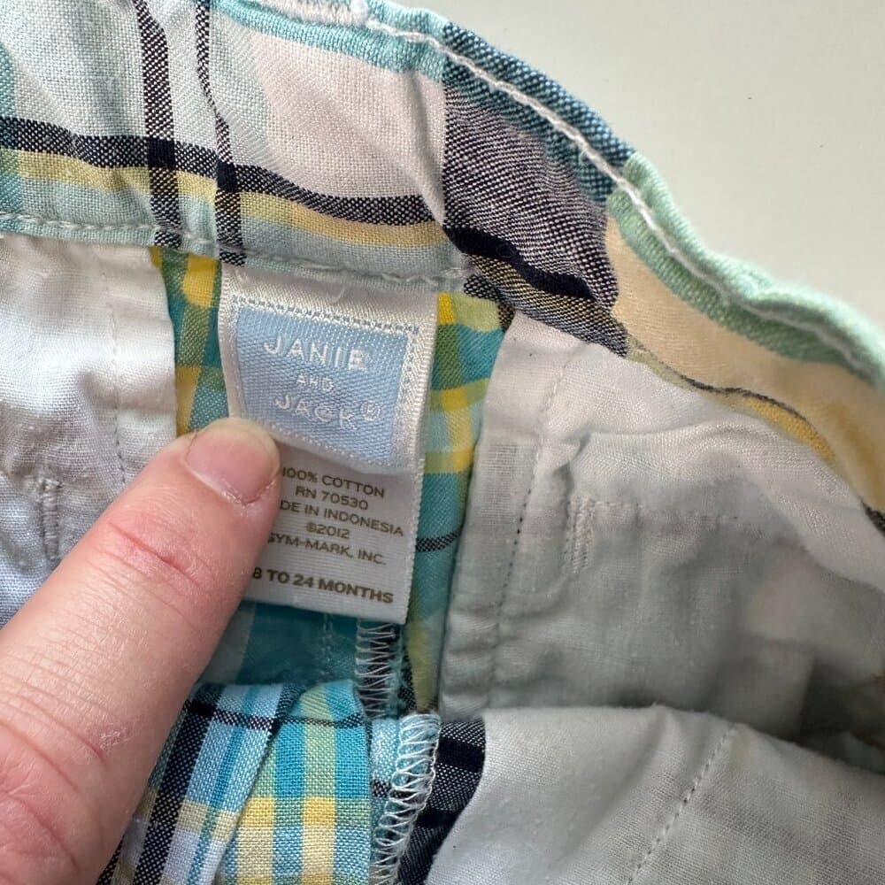 Janie and Jack Blue & Yellow Plaid Little Boys Shorts Size 18 / 24 Months - Thumbnail 6