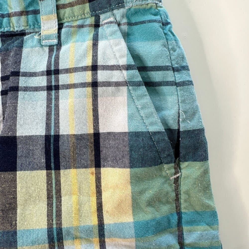 Janie and Jack Blue & Yellow Plaid Little Boys Shorts Size 18 / 24 Months - Thumbnail 4