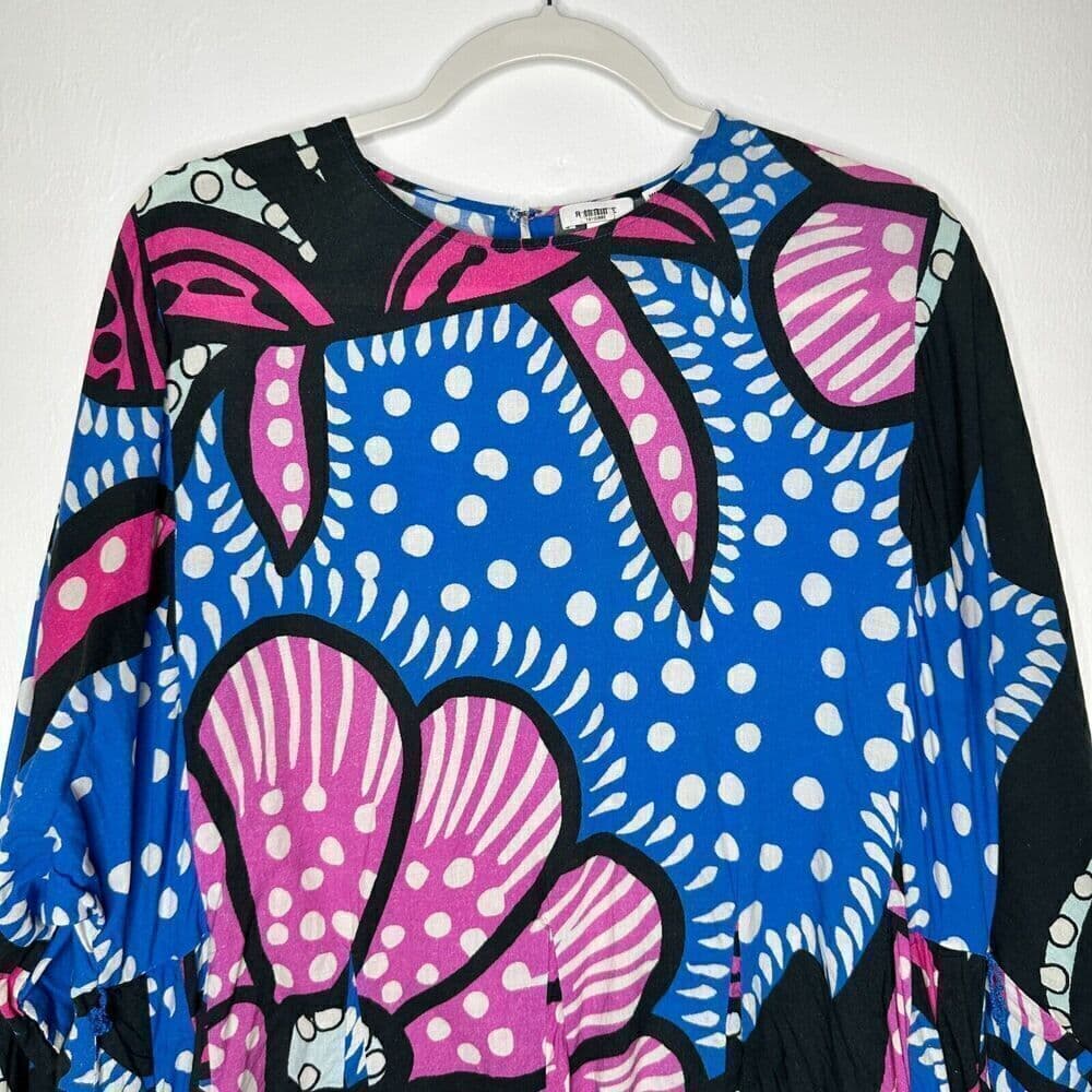 RHODE Resort Ella Belted Mini Dress Purple Flower Print Size Large $445+ NEW - Thumbnail 4