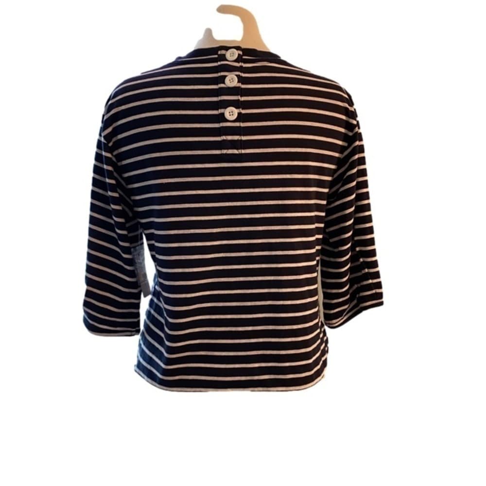 New Maeve by Anthropologie Navy Blue & White Striped Top Size XS - Thumbnail 3