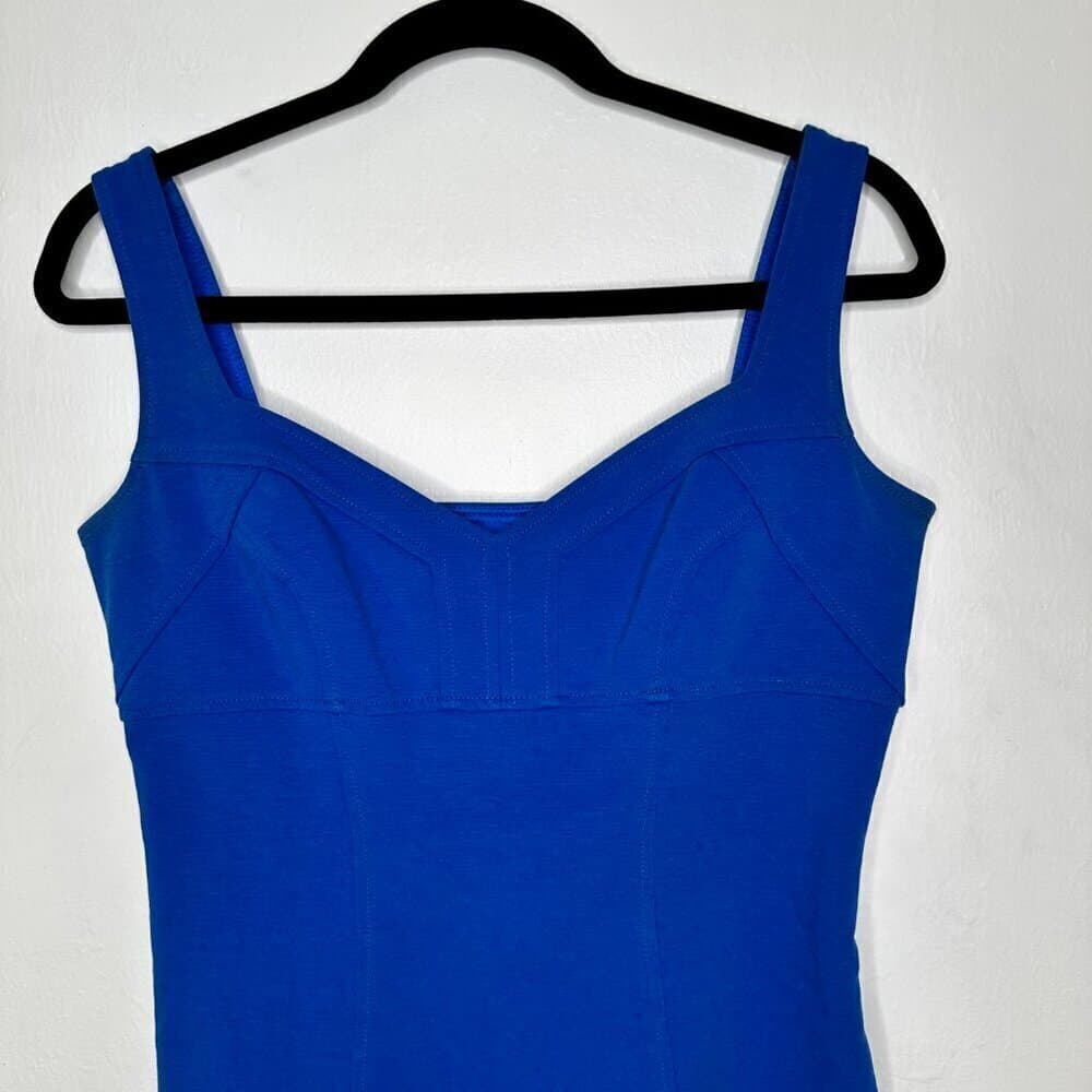 Diane von Furstenberg Women's Blue Sleeveless Mini Dress Size 12 - Thumbnail 3
