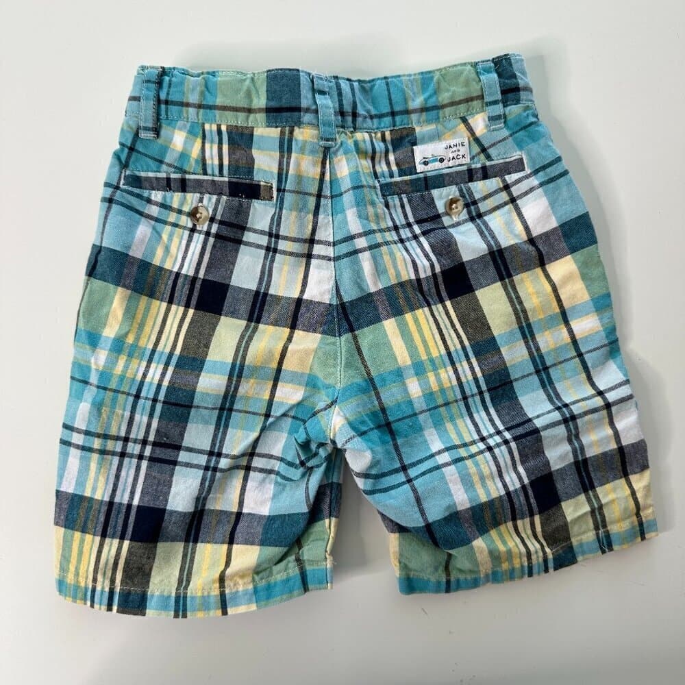 Janie and Jack Blue & Yellow Plaid Little Boys Shorts Size 18 / 24 Months - Thumbnail 2