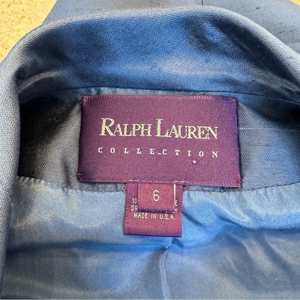 Ralph Lauren Collection Purple Label Size 6 Blue Blazer Lightweight Vintage Silk - Thumbnail 4